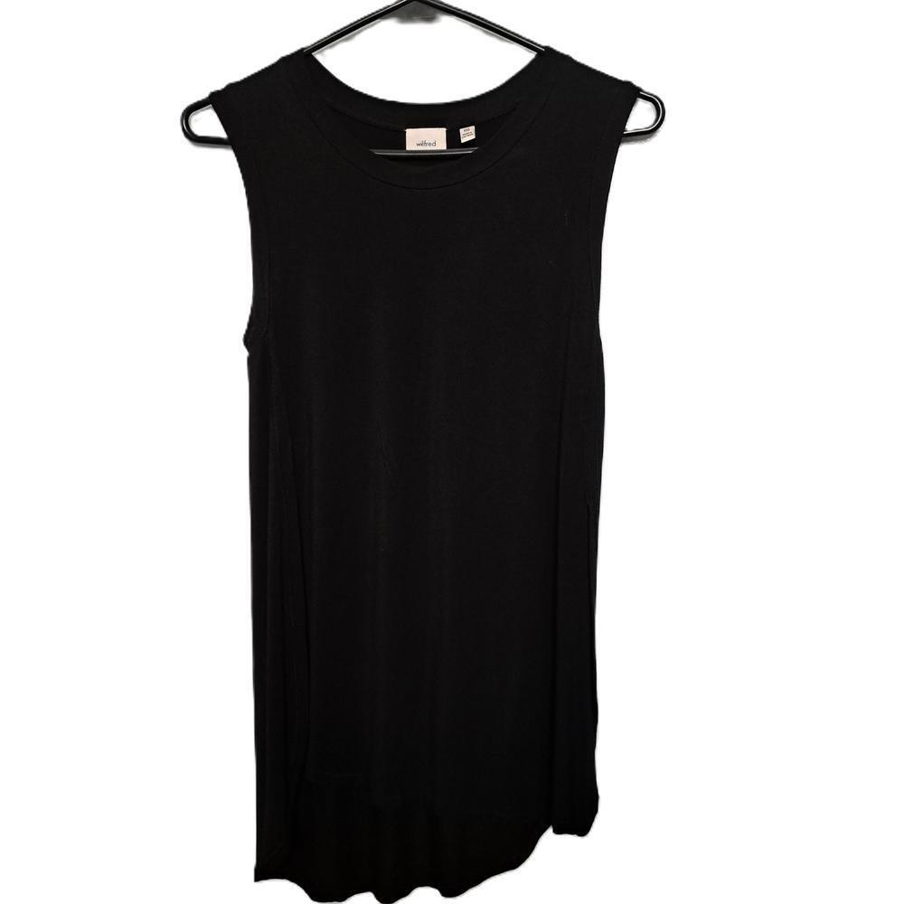 Wilfred Aritzia Women's Black Crewneck Sleeveless Asymmetrical Tank Top Size XXS